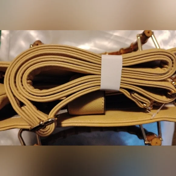 Kate Landry Tan Handbag/Crossbody with Bamboo Handles & A Crossbody Strap BNWOT - Picture 7 of 10